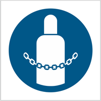 Gebotszeichen rund Blau Weiß nach EN DIN ISO 7010 Gasflasche sichern